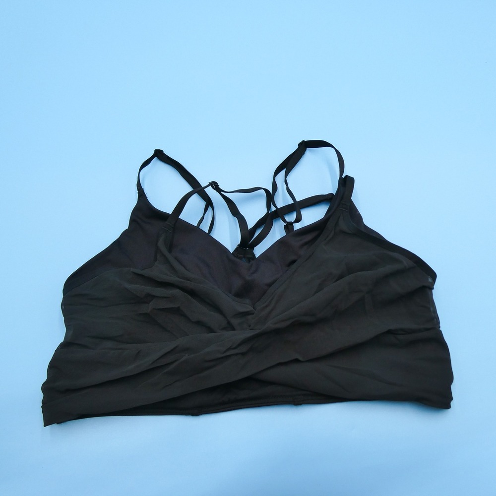 Victoria's Secret Sports Bra Womens Medium Black Mesh Wrap Strappy Polyamide
